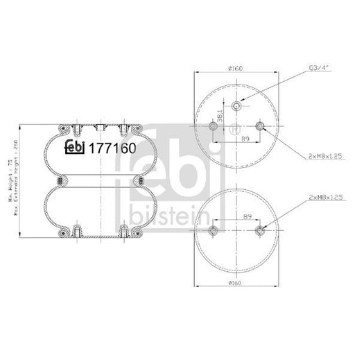 Febi Air Suspension Bellow 160mm 177160