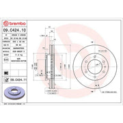 Brembo 2 x Internally Vented Front Brake Discs 09.C424.11