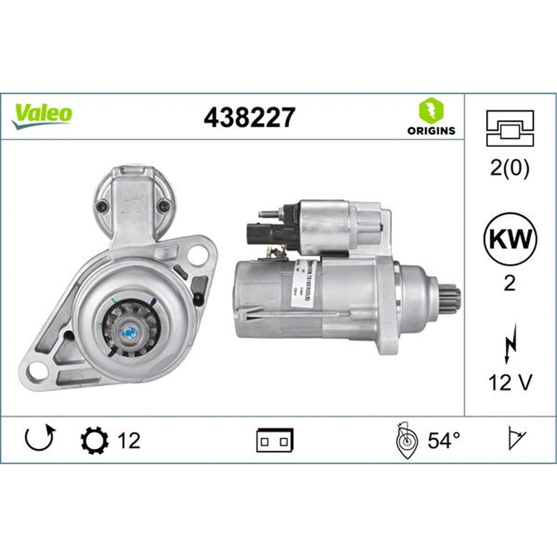 Valeo Starter Motor 12V 2kW 12 Teeth 438227