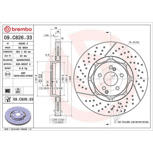 Brembo Aluminium Rear Brake Disc Hub Brake Discs 09.C826.33