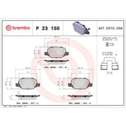Brembo 4 x Rear Brake Pad Set P23150