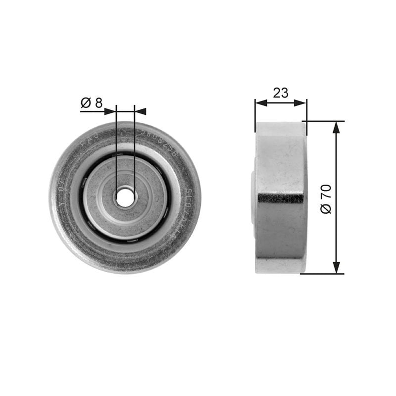 Gates V-Ribbed Belt Tensioner Pulley 70mm OD Wide T36161
