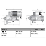 Denso Starter Motor 12V 1.7kW 14 Teeth DSN1487