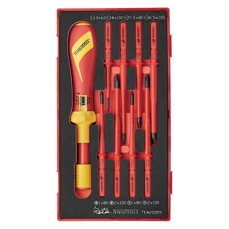 Teng Tools Insulated Torque Screwdriver Set FOAM1 9 Pieces