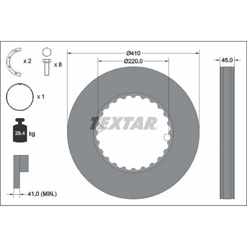 Textar 2 x Solid Rear Brake Discs 93291311
