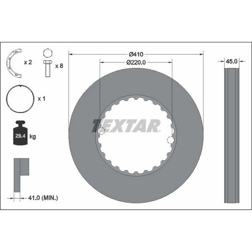 Textar 2 x Solid Rear Brake Discs 93291311