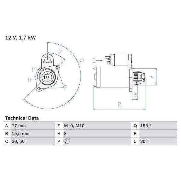 Bosch Reman Starter Motor 2360 0986023600 Bosch  - Town Parts