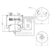 Febi Air Suspension Bellow 197mm Rear Right 39148