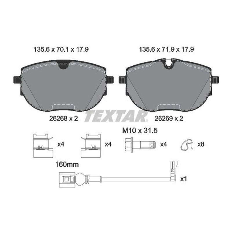 Textar Front Brake Pad Set 2626801