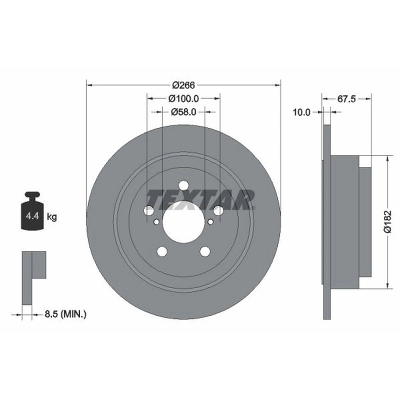 Textar 2 x Solid Rear Brake Discs 92082000