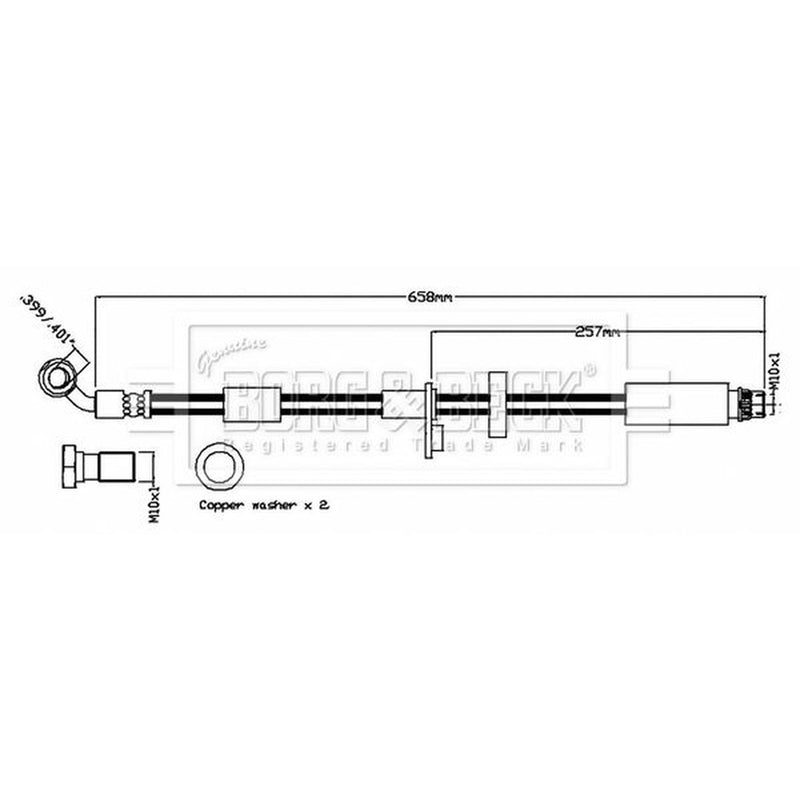Borg & Beck Brake Hydraulic Hose Line Front Left BBH8793