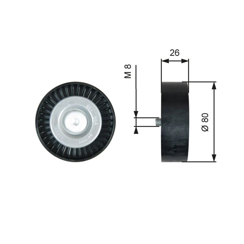 Gates V-Ribbed Belt Deflection/Guide Pulley T36367