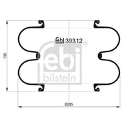 Febi Air Suspension Bellow 285mm 39312
