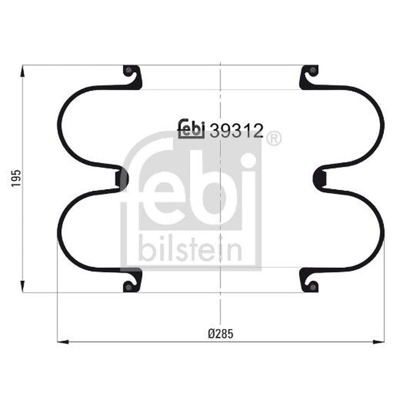 Febi Air Suspension Bellow 285mm 39312