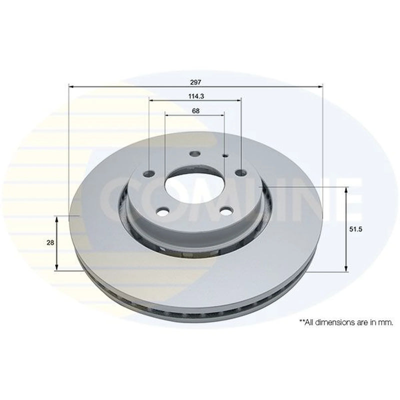 Comline 2 x Externally Vented Front Brake Discs ADC5027V