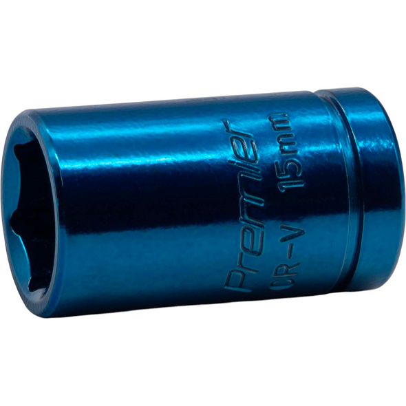 Sealey 1/2"Dr Coloured Socket 15mm (Blue)