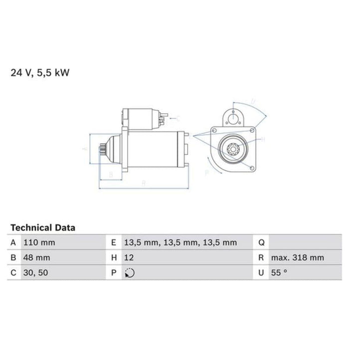 Bosch Reman Starter Motor (Hgv) 2149 0986021490 Bosch  - Town Parts