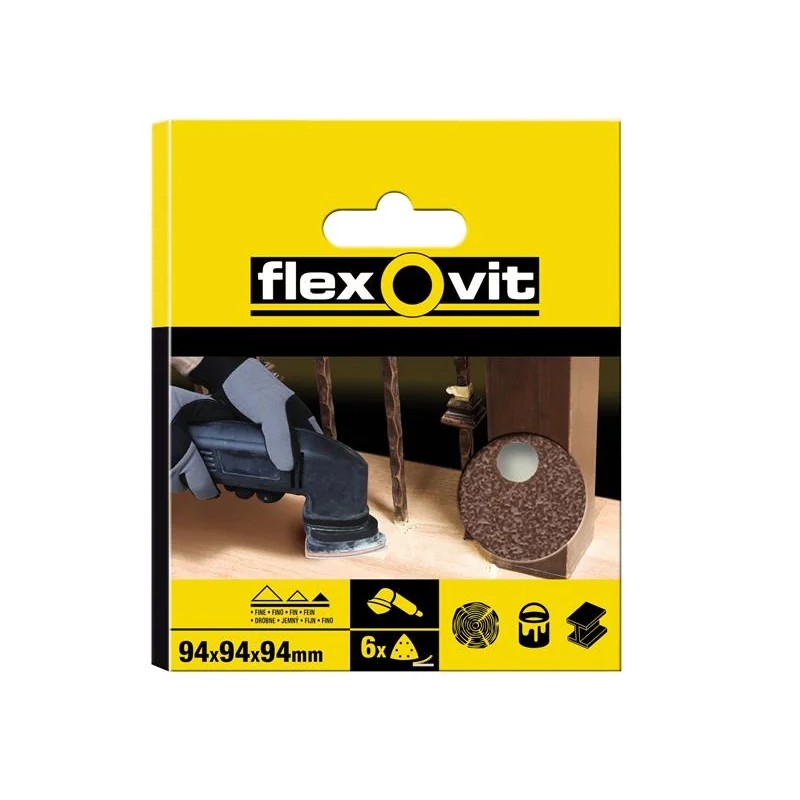 Flexovit Delta Hook & Loop Sanding Sheet 94mm Coarse 60G (Pack 6) - 78072764912