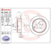 Brembo 2 x Solid Rear Brake Discs 08.C252.11