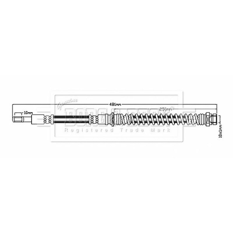 Borg & Beck Brake Hydraulic Hose Line Front Left BBH6814
