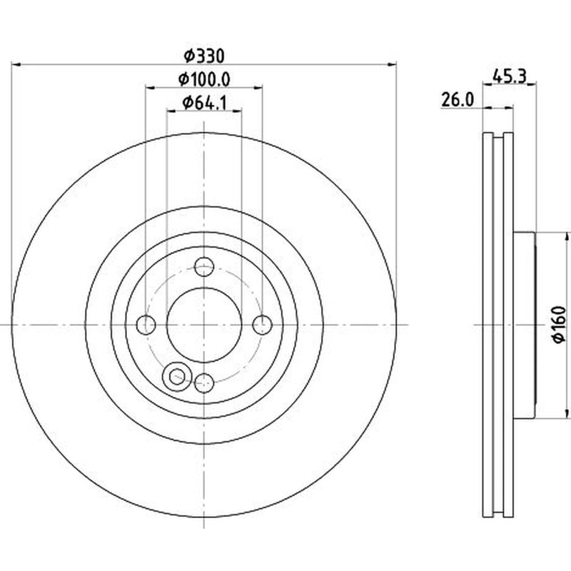 Mintex 2 x Internally Vented Front Brake Discs MDC2691
