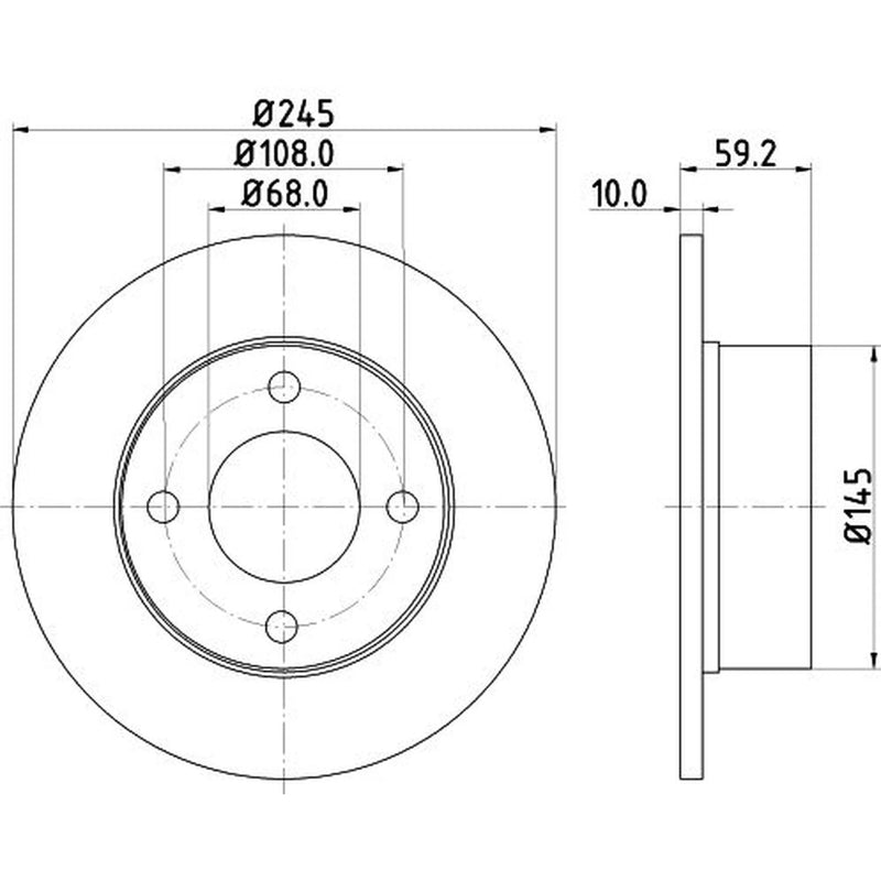 DON 2 x Solid Rear Brake Discs PCD12062