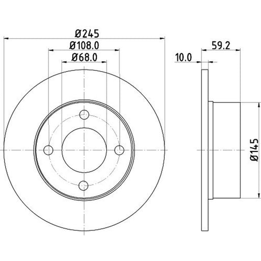 DON 2 x Solid Rear Brake Discs PCD12062