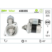 Valeo Starter Motor 12V 1kW 11 Teeth 438355