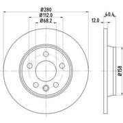 DON 2 x Solid Rear Brake Discs PCD10562