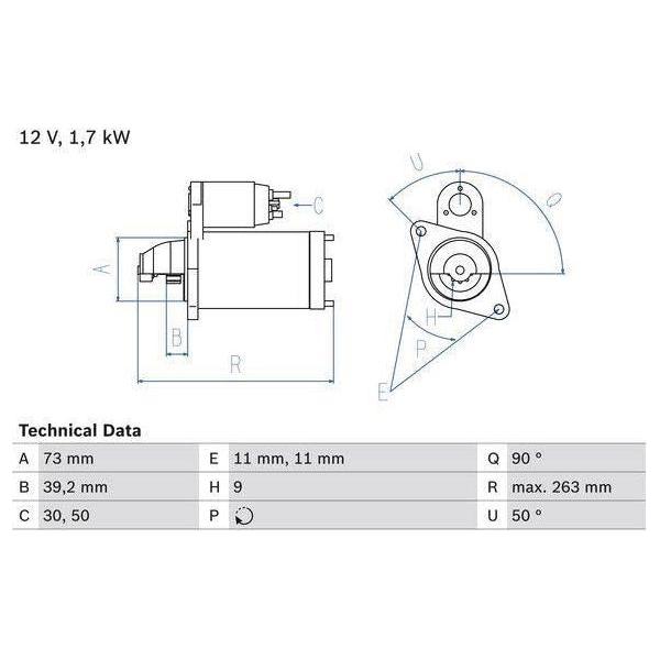 Bosch Reman Starter Motor 1744 0986017440 Bosch  - Town Parts