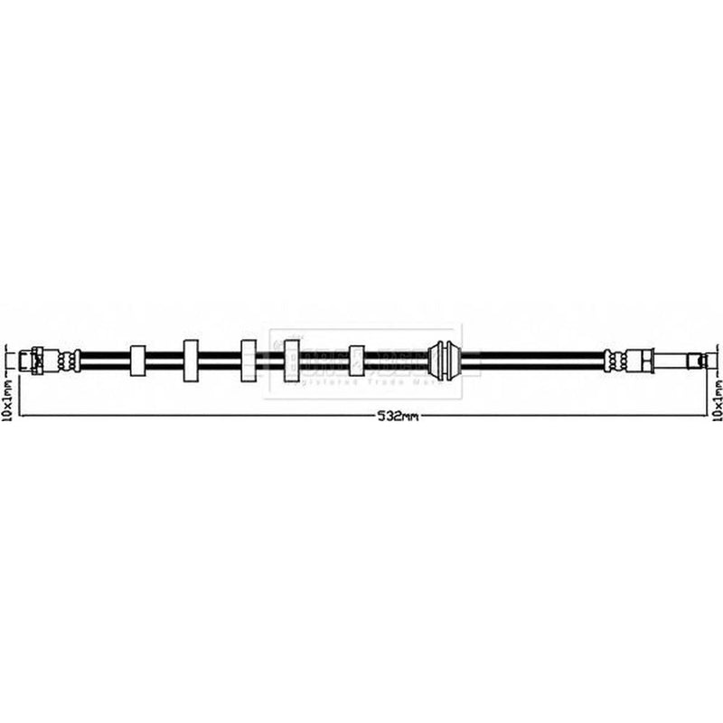 Borg & Beck Brake Hydraulic Hose Line Front Left BBH8388