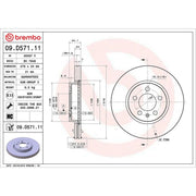 Brembo 2 x Internally Vented Front Brake Discs 09.D571.11