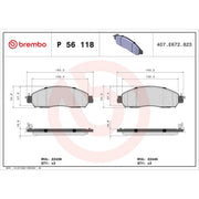 Brembo 4 x Front Brake Pad Set P56118