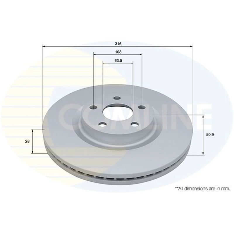 Comline 2 x Internally Vented Front Brake Discs ADC5088V