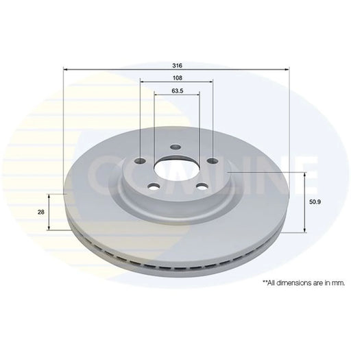 Comline 2 x Internally Vented Front Brake Discs ADC5088V