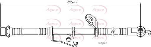 APEC Brake Hose Front Right O/S Driver Side 670mm Length Fits Toyota Auris APEC - Town Parts