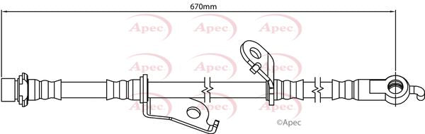 APEC Brake Hose Front Right O/S Driver Side 670mm Length Fits Toyota Auris APEC - Town Parts