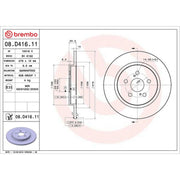 Brembo 2 x Solid Rear Brake Discs 08.D416.11