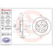 Brembo 2 x Solid Rear Brake Discs 08.C046.11