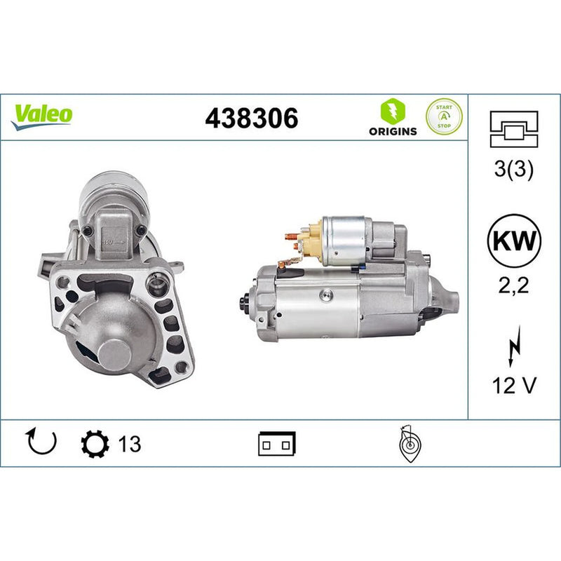 Valeo Starter Motor 12V 2.2kW 13 Teeth 438306