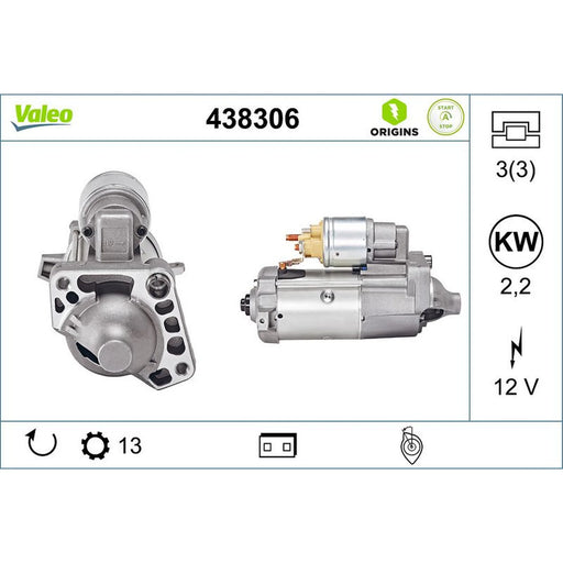 Valeo Starter Motor 12V 2.2kW 13 Teeth 438306
