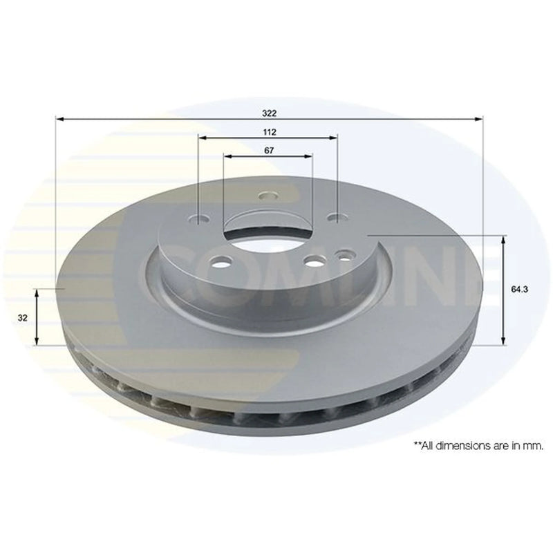 Comline 2 x Internally Vented Front Brake Discs ADC1657V
