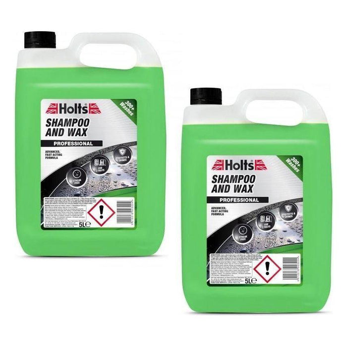 2 x Holts Car Shampoo and Wax Streak Free Professional Wash Polish Shine 5L Holts  - Town Parts