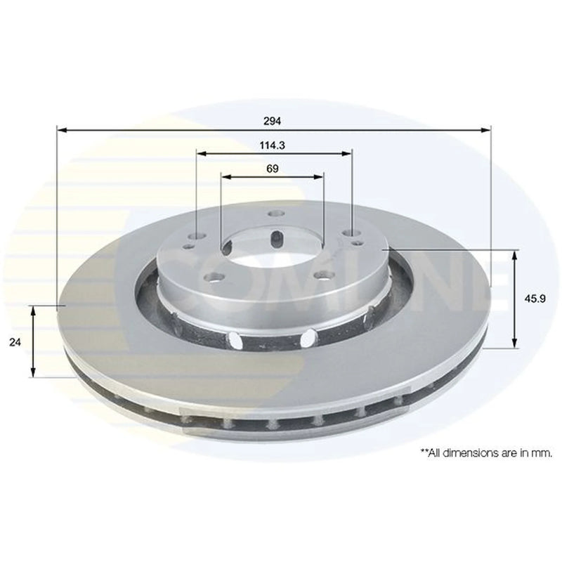 Comline 2 x Front Brake Discs ADC0370V