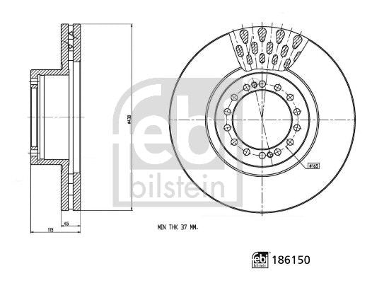 Febi 2 x Brake Disc Set Vented Front