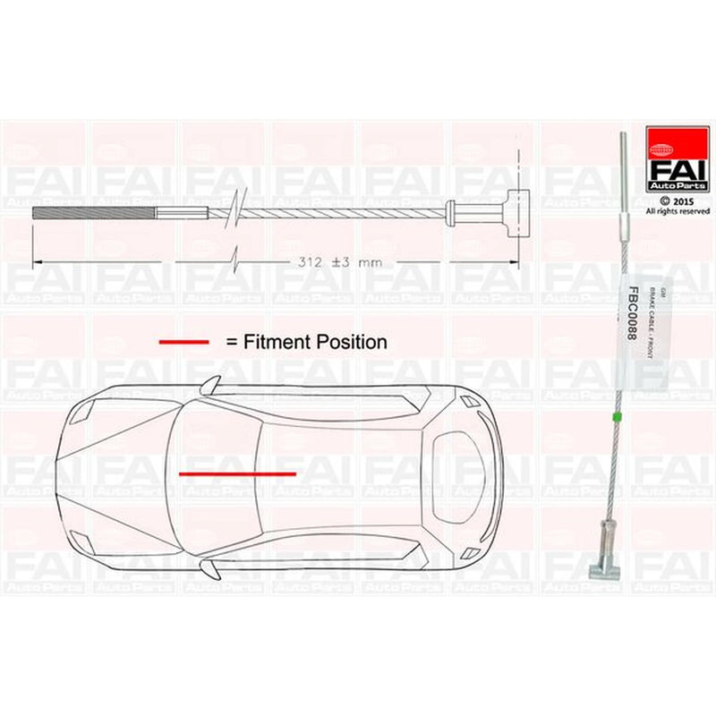 FAI Handbrake Cable Front FBC0088