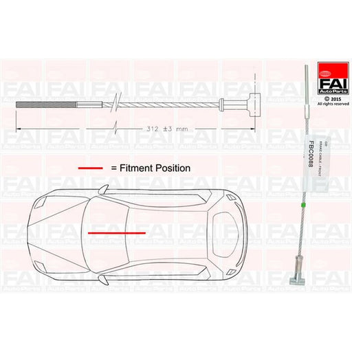 FAI Handbrake Cable Front FBC0088