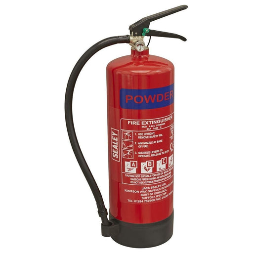 Sealey Fire Extinguisher 6kg Dry Powder SDPE06 Sealey  - Town Parts