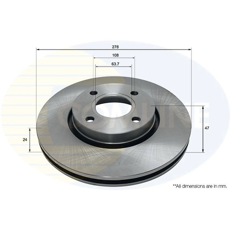 Comline 2 x Internally Vented Front Brake Discs ADC1218V