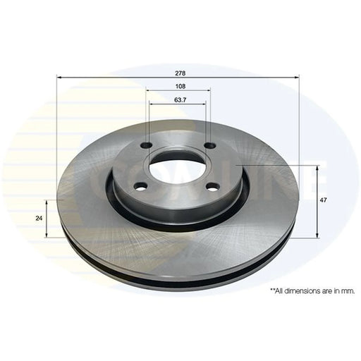 Comline 2 x Internally Vented Front Brake Discs ADC1218V